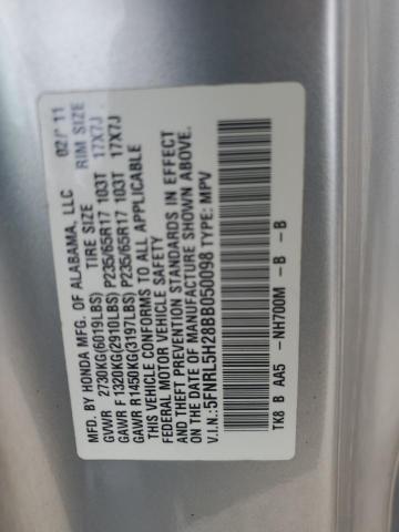 5FNRL5H28BB050098 - 2011 HONDA ODYSSEY LX GRAY photo 13