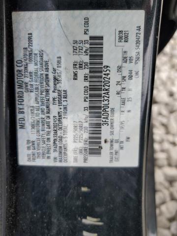 3FADP0L32AR202459 - 2010 FORD FUSION HYBRID BLACK photo 12