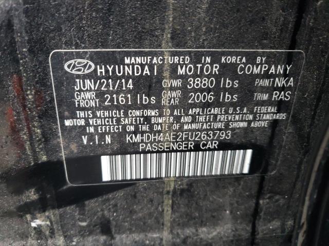 KMHDH4AE2FU263793 - 2015 HYUNDAI ELANTRA SE BLACK photo 12