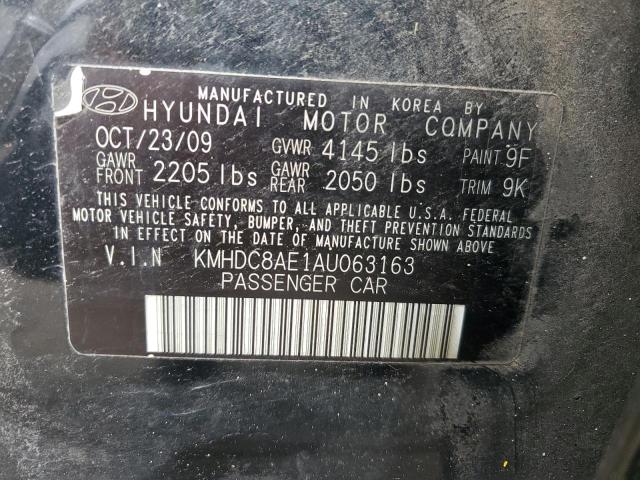 KMHDC8AE1AU063163 - 2010 HYUNDAI ELANTRA TO GLS BLACK photo 12