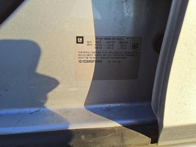 1G11C5SA5GF120990 - 2016 CHEVROLET MALIBU LIM LT 银色 照片 12