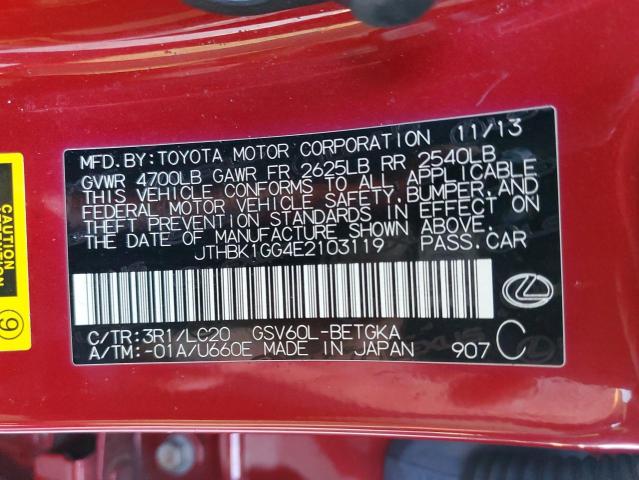 JTHBK1GG4E2103119 - 2014 LEXUS ES 350 RED photo 12