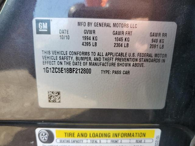 1G1ZC5E18BF212800 - 2011 CHEVROLET MALIBU 1LT CHARCOAL photo 12