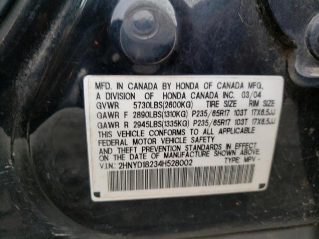 2HNYD18234H528002 - 2004 ACURA MDX BLACK photo 13