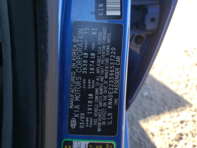 KNADE223596537220 - 2009 KIA RIO BASE BLUE photo 12