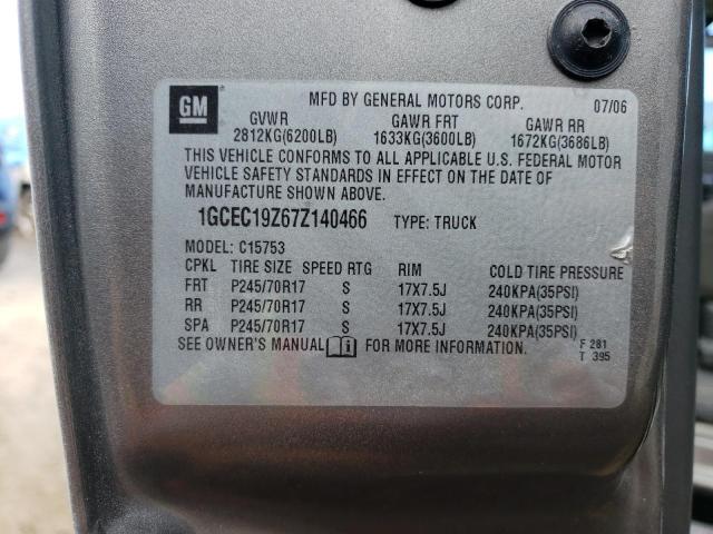 1GCEC19Z67Z140466 - 2007 CHEVROLET SILVERADO C1500 CLASSIC SILVER photo 13