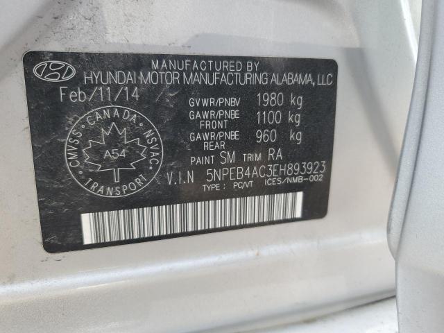 5NPEB4AC3EH893923 - 2014 HYUNDAI SONATA GLS SILVER photo 12