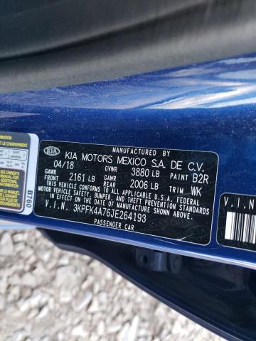 3KPFK4A76JE264193 - 2018 KIA FORTE LX BLUE photo 13