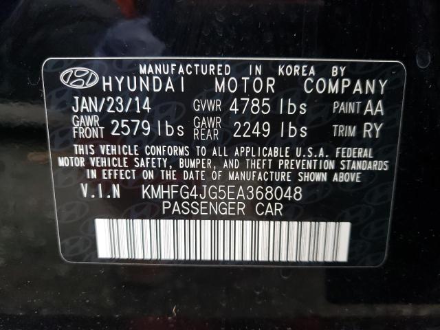 KMHFG4JG5EA368048 - 2014 HYUNDAI AZERA BLACK photo 12