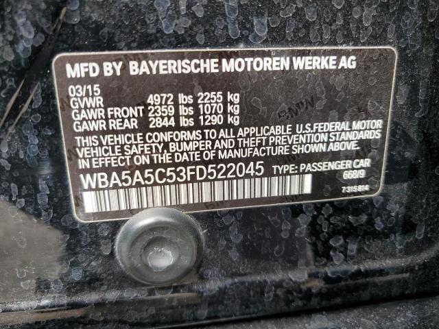 WBA5A5C53FD522045 - 2015 BMW 528 I BLACK photo 12