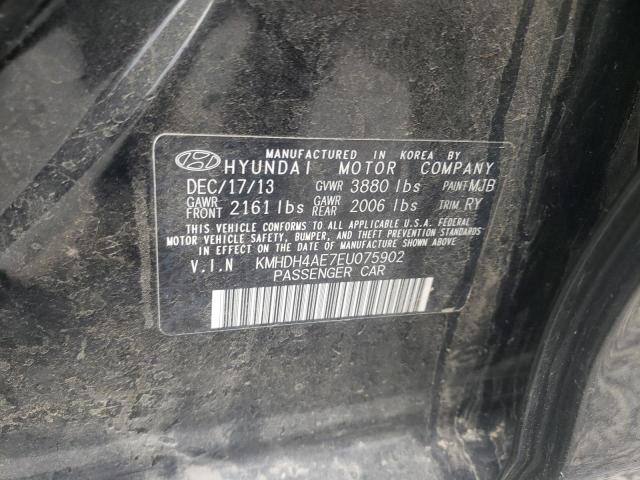 KMHDH4AE7EU075902 - 2014 HYUNDAI ELANTRA SE BLACK photo 12