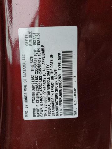 5FNRL6H97JB035769 - 2018 HONDA ODYSSEY ELITE Burdeos foto 13