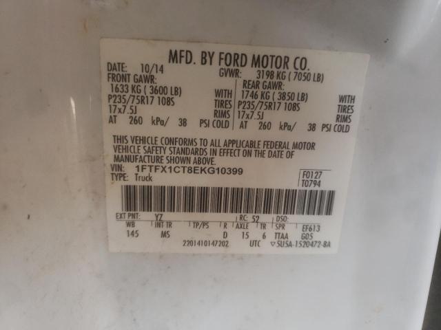 1FTFX1CT8EKG10399 - 2014 FORD F150 SUPER CAB WHITE photo 12