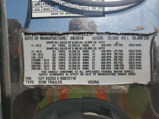 1UYVS2535K6672118 - 2019 UTILITY TRAILER WHITE photo 10