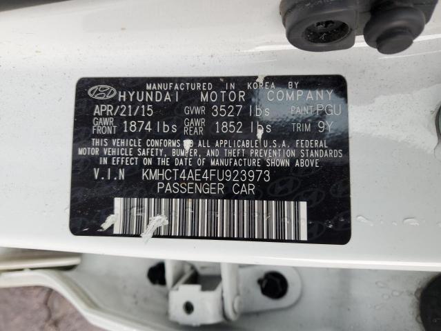 KMHCT4AE4FU923973 - 2015 HYUNDAI ACCENT GLS WHITE photo 12