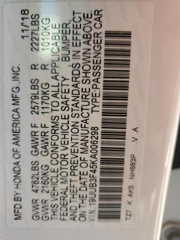 19UUB3F45KA006298 - 2019 ACURA TLX TECHNOLOGY 白色 照片 12