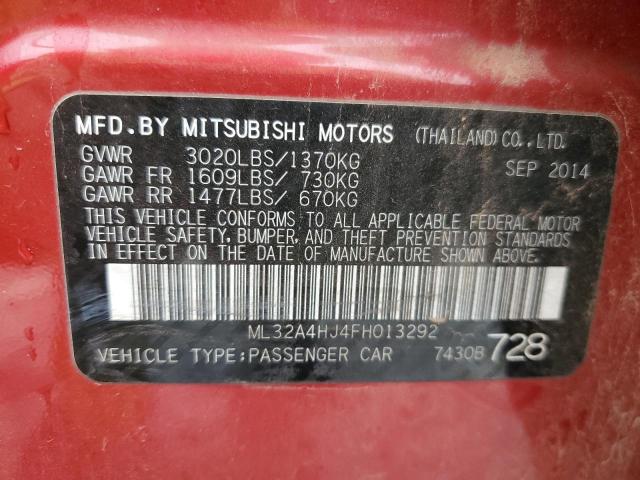 ML32A4HJ4FH013292 - 2015 MITSUBISHI MIRAGE ES RED photo 12