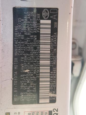 2T1KR32EX5C508630 - 2005 TOYOTA COROLLA MA XR WHITE photo 12