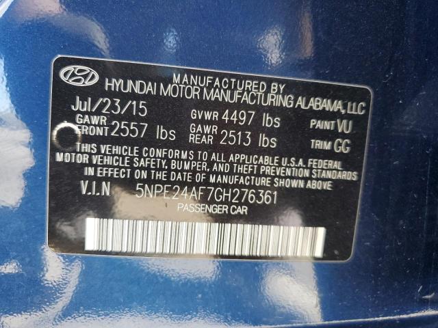 5NPE24AF7GH276361 - 2016 HYUNDAI SONATA SE BLUE photo 13