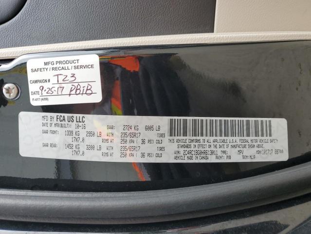 2C4RC1BG0HR613011 - 2017 CHRYSLER PACIFICA TOURING L BLACK photo 13