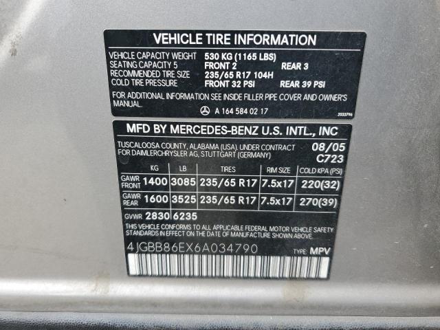 4JGBB86EX6A034790 - 2006 MERCEDES-BENZ ML 350 GRAY photo 13