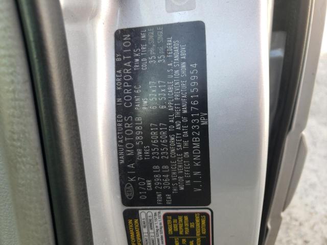 KNDMB233176159954 - 2007 KIA SEDONA EX SILVER photo 13