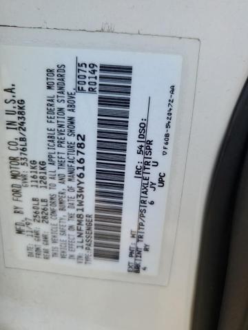 1LNFM81W3WY616782 - 1998 LINCOLN TOWN CAR EXECUTIVE WHITE photo 12