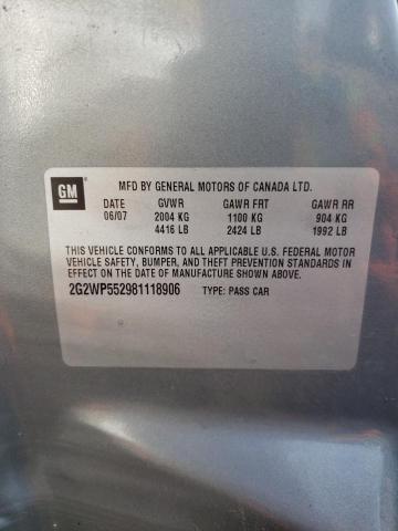 2G2WP552981118906 - 2008 PONTIAC GRAND PRIX 银色 照片 10