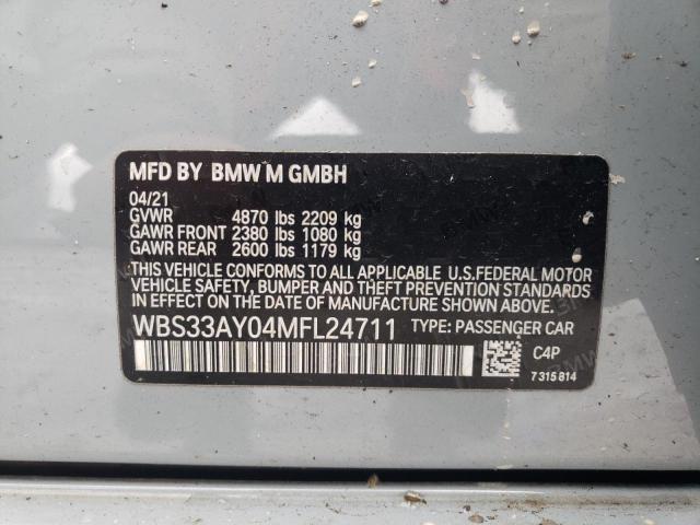 WBS33AY04MFL24711 - 2021 BMW M3 COMPETITION ტურკოუსი ფოტო 12