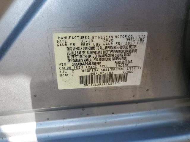 3N1AB6AP7AL659794 - 2010 NISSAN SENTRA 2.0 SILVER photo 12