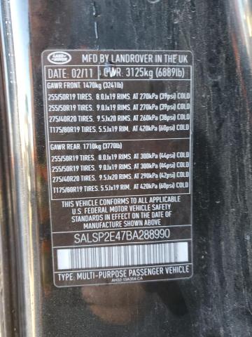 SALSP2E47BA288990 - 2011 LAND ROVER RANGE ROVE AUTOBIOGRAPHY BLACK photo 13