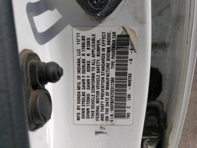 19XFB2F97CE317386 - 2012 HONDA CIVIC EXL WHITE photo 13