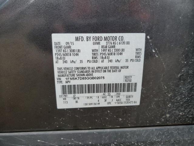 1FM5K7D85GGB02075 - 2016 FORD EXPLORER X GRAY photo 13