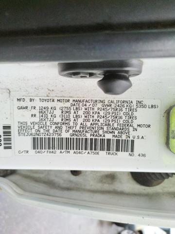 5TEJU62N07Z423756 - 2007 TOYOTA TACOMA DOUBLE CAB PRERUNNER WHITE photo 13