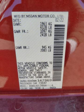 1N4BL4DV0NN347969 - 2022 NISSAN ALTIMA SV RED photo 12