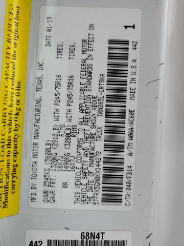 5TFRX5GN0KX144272 - 2019 TOYOTA TACOMA ACCESS CAB Ақ фото 13