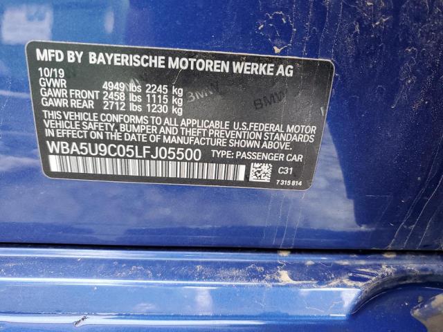 WBA5U9C05LFJ05500 - 2020 BMW M340XI BLUE photo 12