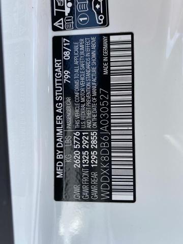 WDDXK8DB6JA030527 - 2018 MERCEDES-BENZ S 560 WHITE photo 10