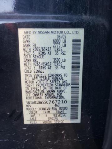 5N1AR18W55C767210 - 2005 NISSAN PATHFINDER LE 黑色 照片 13