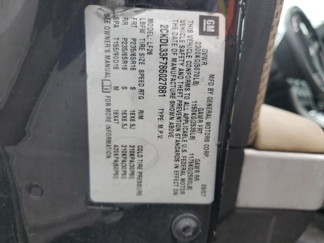 2CKDL33F786027881 - 2008 PONTIAC TORRENT BLACK photo 14