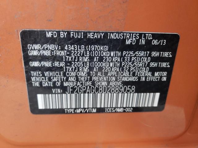 JF2GPAGC8D2889058 - 2013 SUBARU XV CROSSTR 2.0 LIMITED ORANGE photo 12