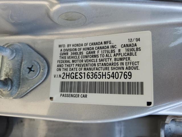 2HGES16365H540769 - 2005 HONDA CIVIC DX VP SILVER photo 13