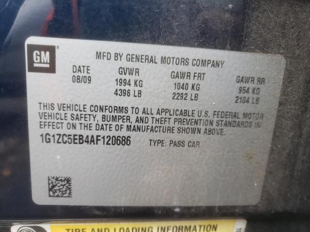 1G1ZC5EB4AF120686 - 2010 CHEVROLET MALIBU 1LT Көк фото 12