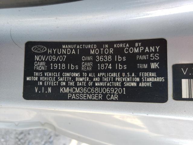 KMHCM36C68U069201 - 2008 HYUNDAI ACCENT GS SILVER photo 12