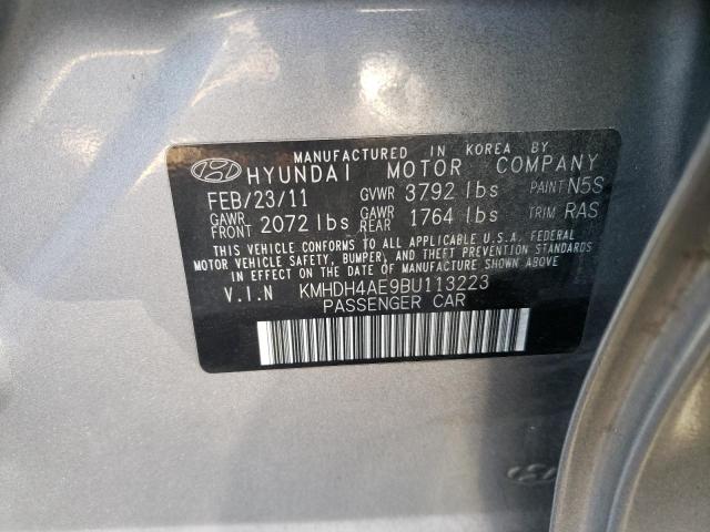 KMHDH4AE9BU113223 - 2011 HYUNDAI ELANTRA GLS GRAY photo 12