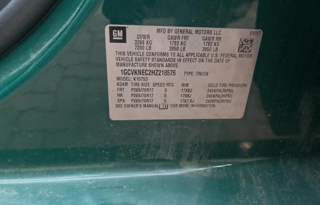 1GCVKNEC2HZ218576 - 2017 CHEVROLET SILVERADO K1500 GREEN photo 10