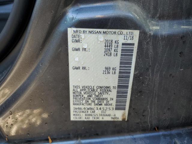 1N4BL4CW8KC145253 - 2019 NISSAN ALTIMA SR GRAY photo 13