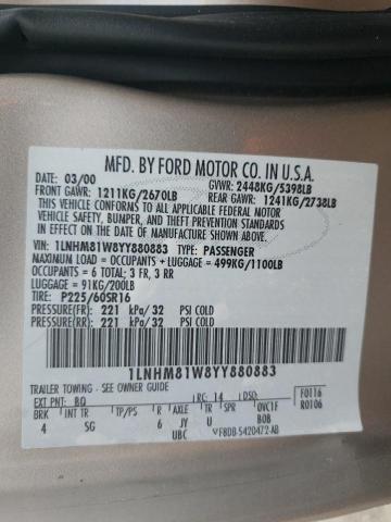 1LNHM81W8YY880883 - 2000 LINCOLN TOWN CAR EXECUTIVE BEIGE photo 13