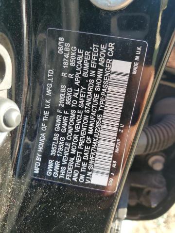 SHHFK7H4XJU228545 - 2018 HONDA CIVIC SPORT 黑色 照片 12