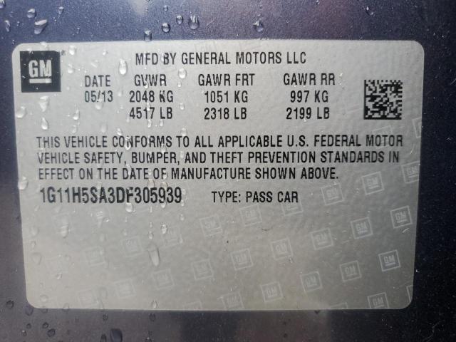 1G11H5SA3DF305939 - 2013 CHEVROLET MALIBU LTZ 蓝色 照片 12